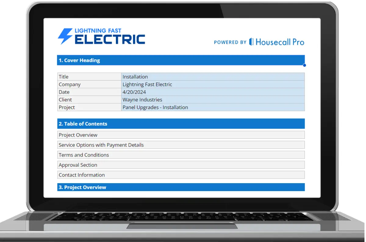 Electrical Commercial Bid Template Housecall Pro