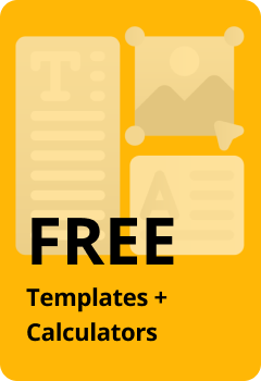 Icon showing templates and calculators for free business resources.