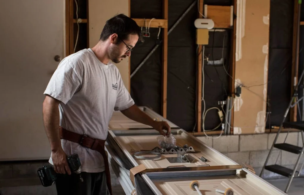 Dallas O'Kelly of Bradbury garage door repair adjusting door slider