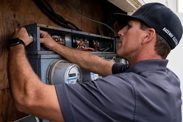 Electrician pro working on electrical box