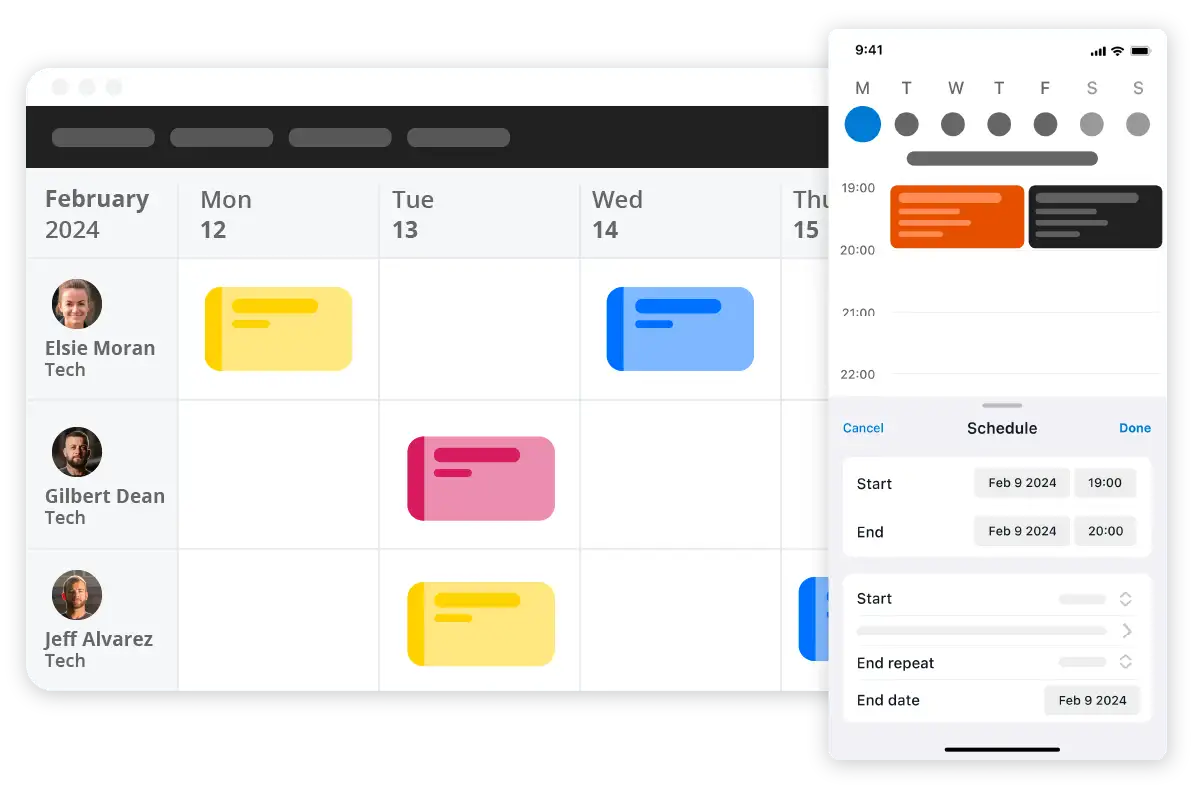 Housecall Pro scheduling software screenshot mock up