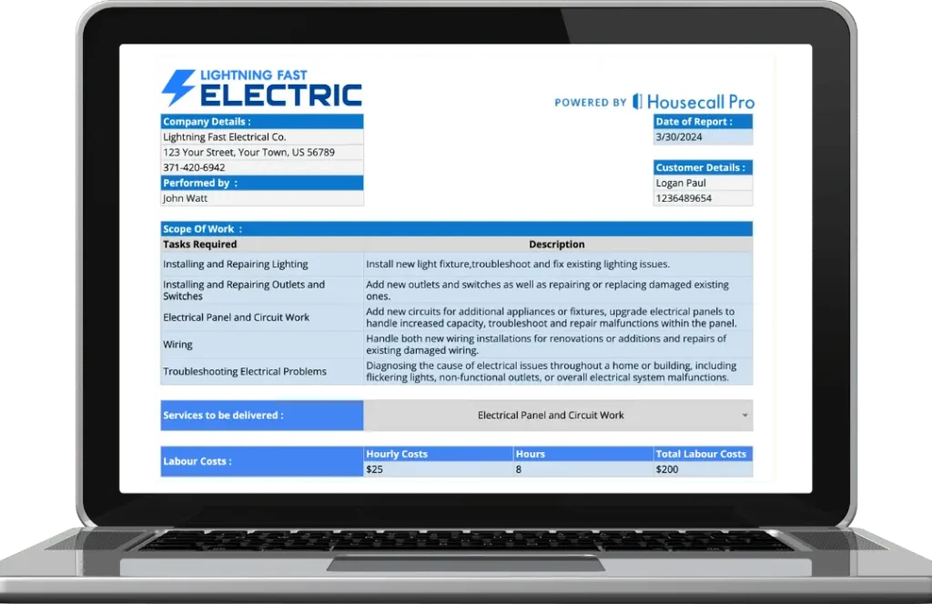 Electrician contract template from Housecall Pro