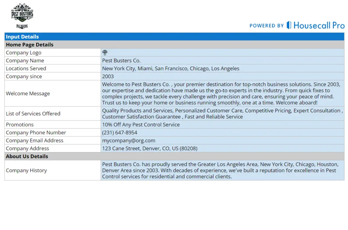 Pest Control Website Template - Housecall Pro