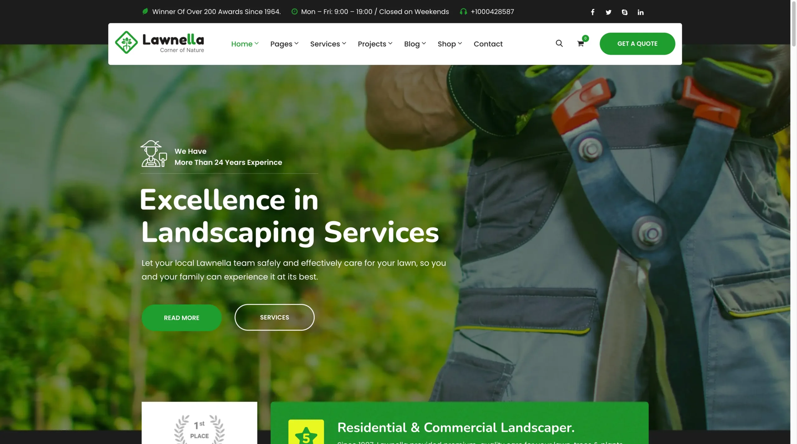 Landscape Home Page Lawnella Elementor Theme