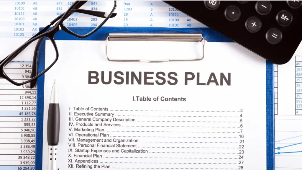 Business plan table of content