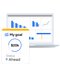 Business dashboard with financial goals and performance metrics.