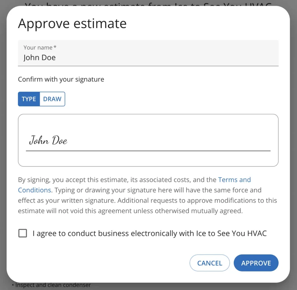 Housecall Pro software e signatures 