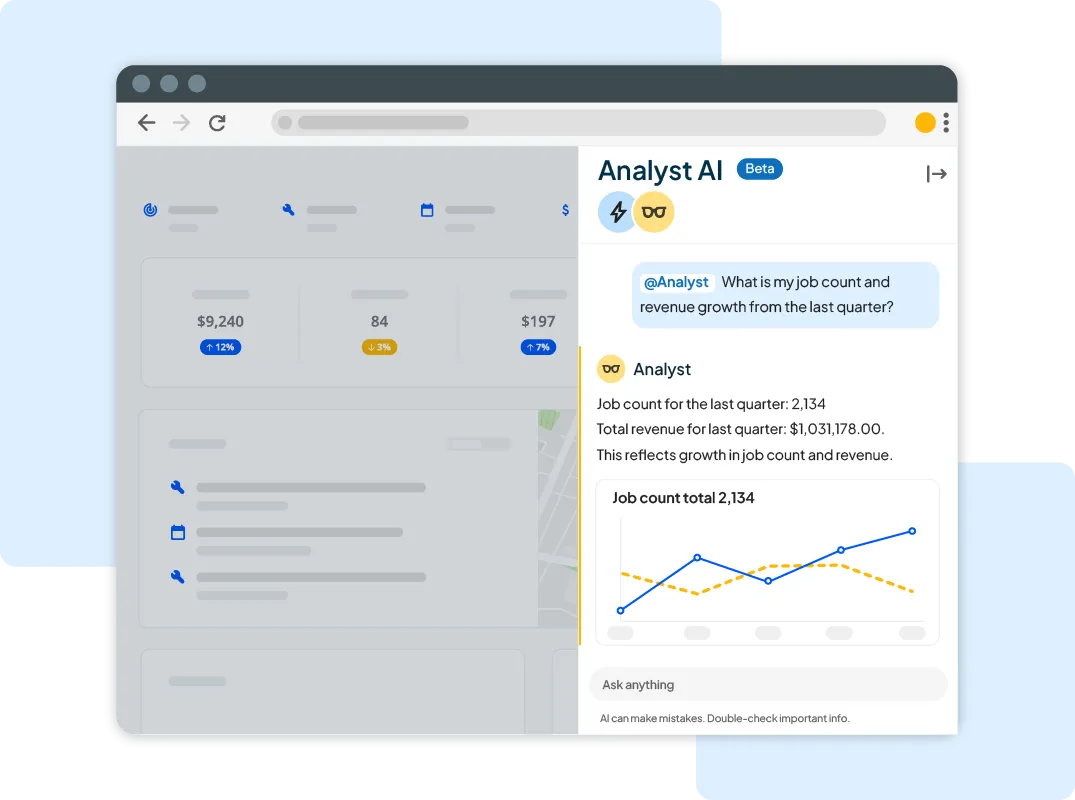 Analyst AI chat view from Housecall Pro