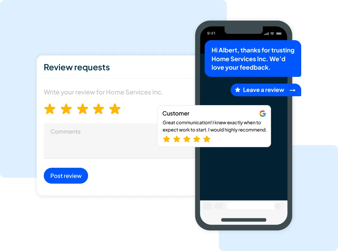 Online customer review management software - SMS review request