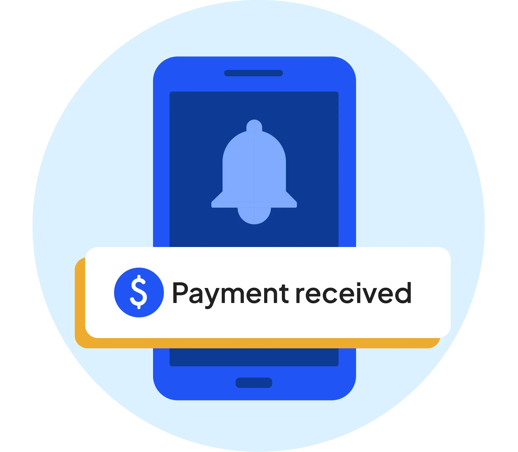 Payment received mobile phone notification graphic